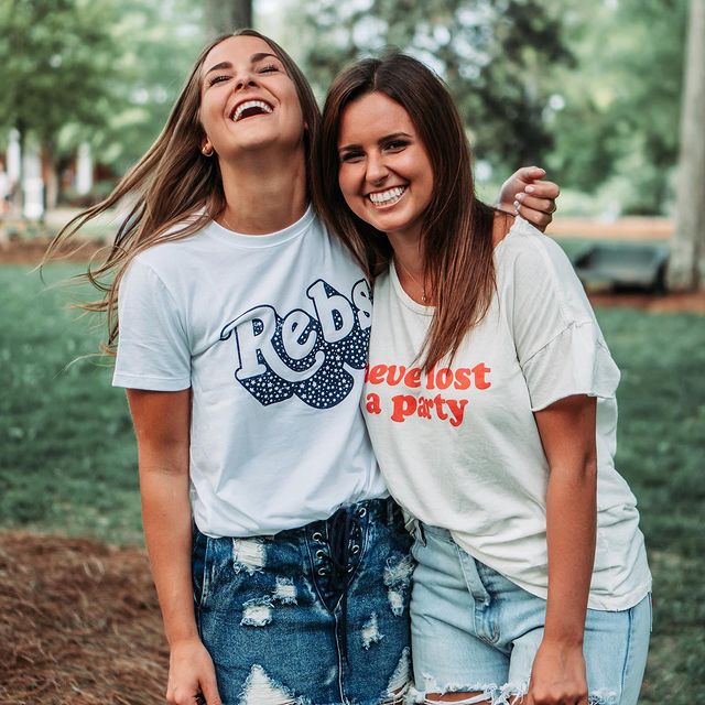 Girls in Ole Miss t-shirts in the Grove